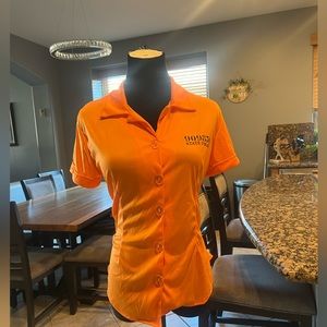 Halloween Costume. Orange inmate button up shirt.